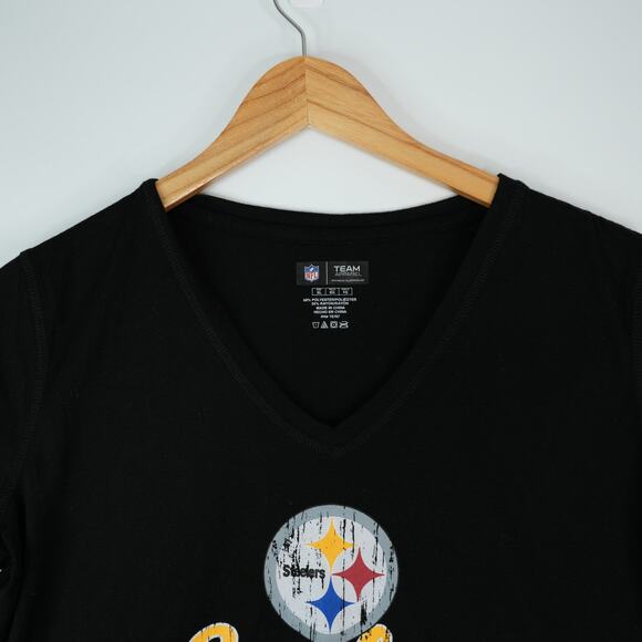 NFL Team Apparel Pittsburgh Steelers T-Shirt Womens XL Black Sleepwear - Picture 4 of 7